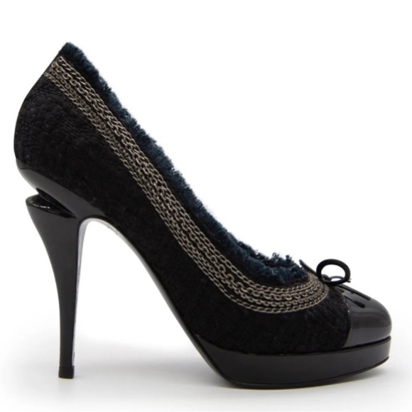 Chanel Women's tweed Escarpins Pump Heels, sz 41 EU (11 US) Black - Picture 2 of 14